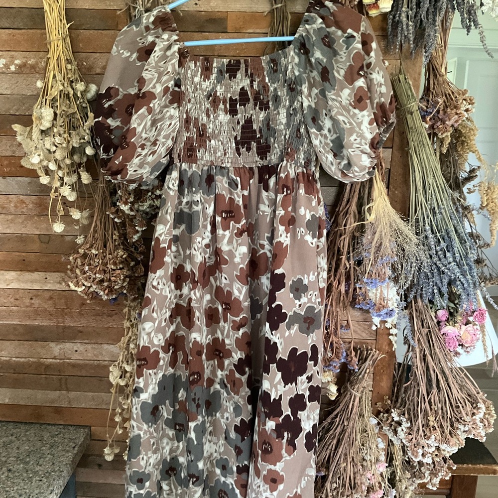 Inherit Clothing Company Smocked Floral Dress with Puff Sleeves